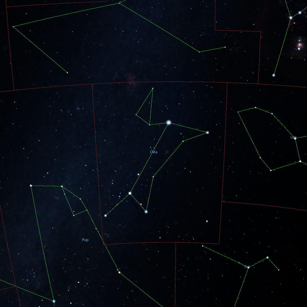 Stellarium Images of Canis Major