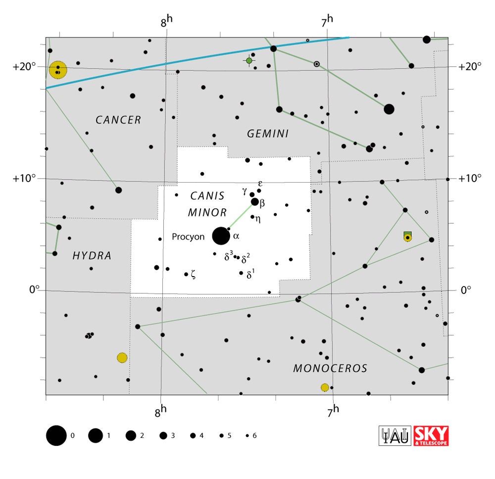 IAU Chart of Canis Minor