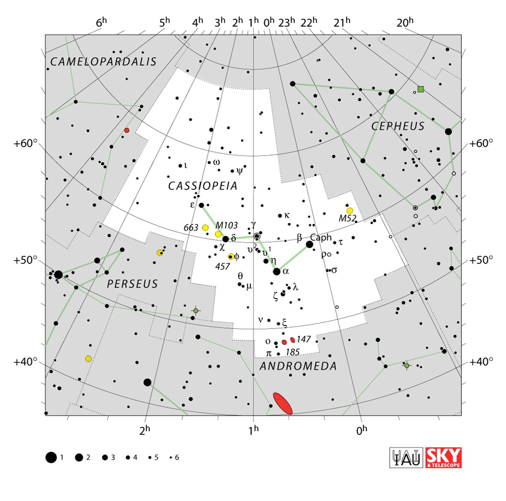 IAU Chart of Cassiopeia